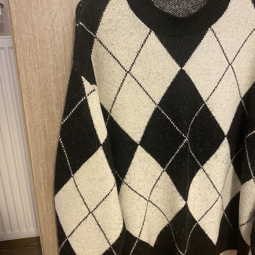Pull & Bear oversized knit sweater with argyle pattern