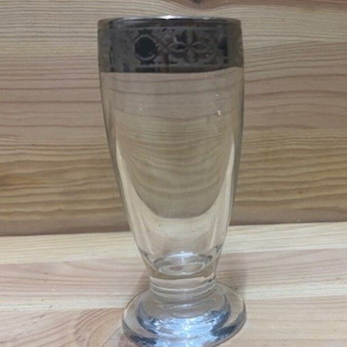 Crystal glasses like new, set of 5, with silver decorative rim