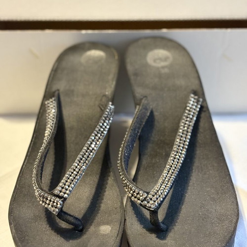 Exe platform sandals black with rhinestones used, size 38
