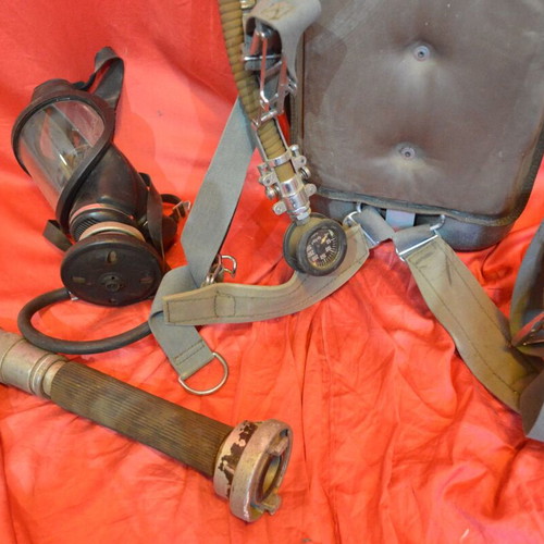 Oxygen bottles with mask and fire hose, like new