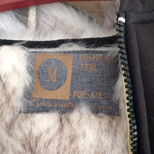 Black jacket with hood and synthetic fur lining medium new