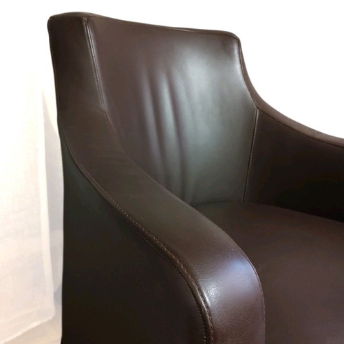 Leather armchair Greek made dark brown