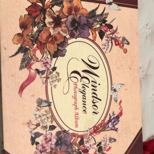Vintage photo album with burgundy satin ribbon like new