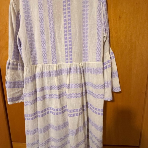 Women's dress used, cotton-linen, white one size