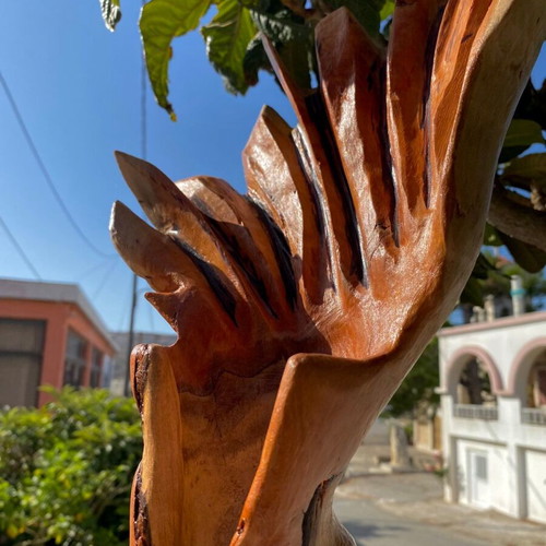Woodcarving artwork from natural eucalyptus wood
