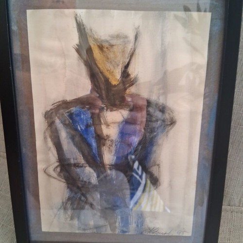 Painting "Portrait" 20×26cm, like new, expressionism, framed, signed