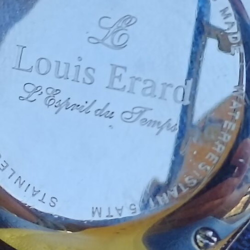 Louis Erard Heritage men's watch used, stainless steel case, leather strap, Swiss automatic