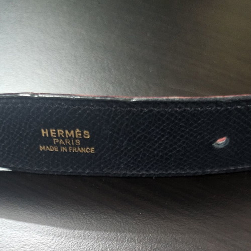 Hermes reversible leather belt used, blue and red, no buckle