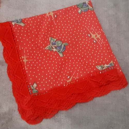 Christmas tablecloths like new, cotton with lace