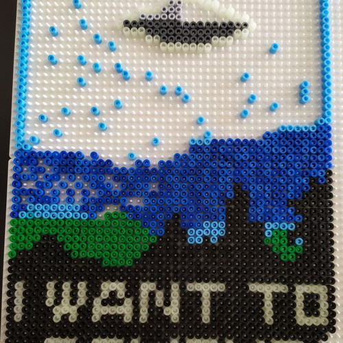Handmade The X Files I Want To Believe poster with beads