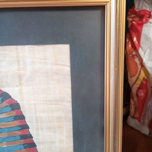 Papyrus framed art used, wooden frame 64x49 cm
