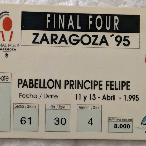 Final Four Zaragoza 1995 entry card used