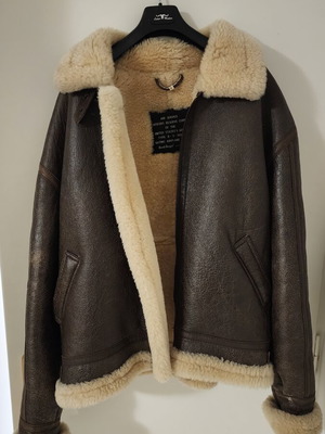 Vintage Shearling Bomber Jacket Bomb Boogie Type B-3 Aviator L new, brown leather