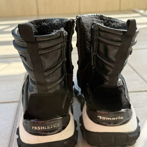 Tamaris women's winter boots with fur and Duo-Tex, size 39, black