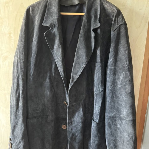 Men's suede jacket dark blue genuine leather, like new, size L