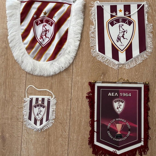 AEL set of four captain's pennants from Larisa matches