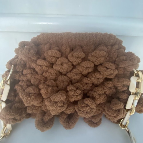 Handmade Puffy Pop Corn Shoulder Bag like new, brown