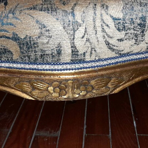 Antique Armchair Like New, Solid Rosewood with Gold Leaf Patina