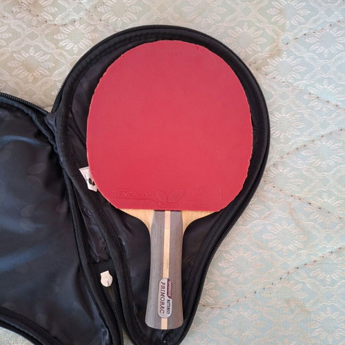 Ping Pong Racket with Butterfly Primorac Wood and Tenergy 80 Rubbers Like New