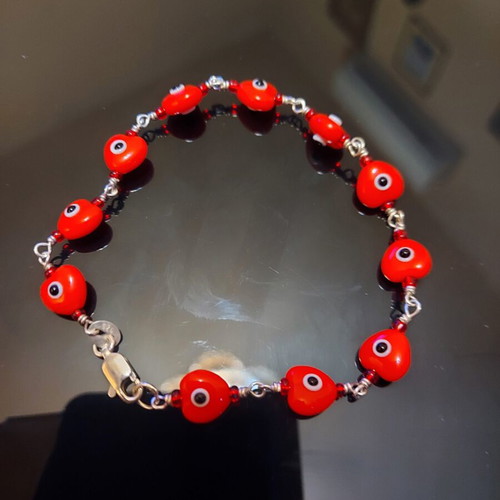 Silver bracelet like new, red