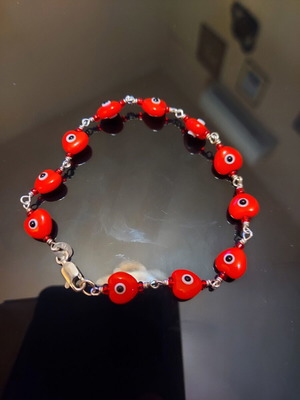 Silver bracelet like new, red