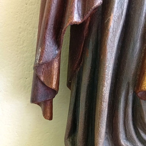 Wood sculpture used, hand-painted, 65 cm with gilding