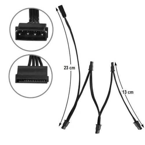 Molex power splitter cable to 5 SATA connectors new