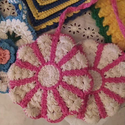 Kitchen potholders crochet like new, handmade vintage for decoration