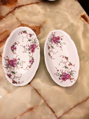 Titov Veles porcelain serving platters with purple flowers, set of 2