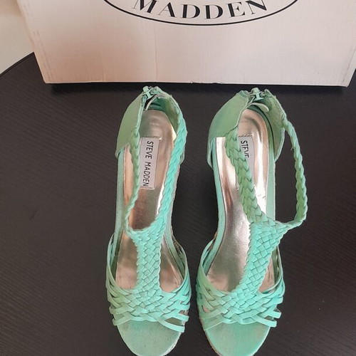 Steve Madden women's platform espadrilles used, turquoise, size 38.5