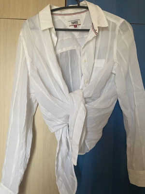 Tommy Hilfiger transparent crop shirt like new, white, size S