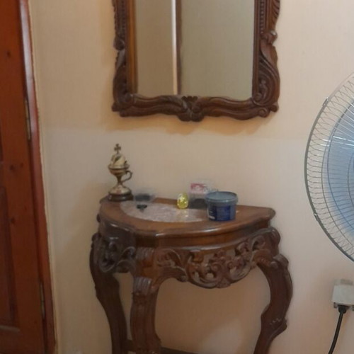 Vintage solid wood entryway set, carved