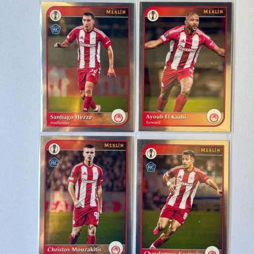 Topps Merlin Olympiacos κάρτες Kostoulas, Mouzakitis, El Kaabi, Hezze καινούργιες