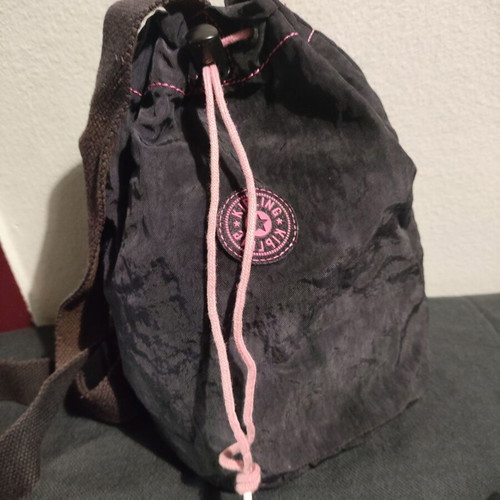 Kipling backpack mini used, black with pink details