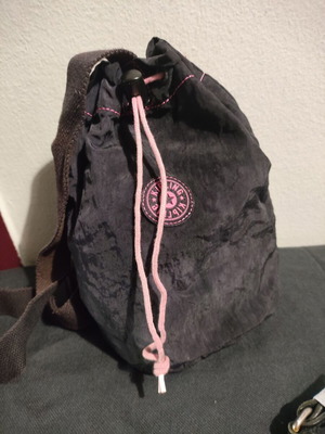 Kipling backpack mini used, black with pink details