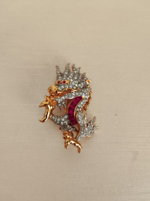 Swarovski dragon brooch, vintage collectible jewelry