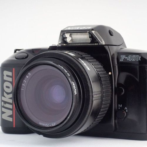 Nikon F-401X 35mm film camera with original leather strap
