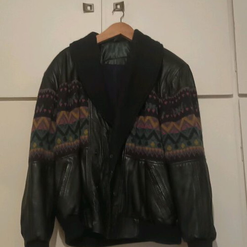 Men's leather napa jacket Italian like new, black, size L