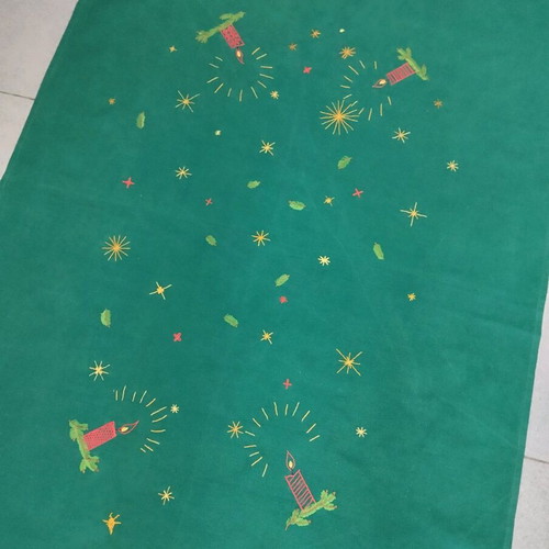 Christmas tablecloth like new with handmade embroidery 125x95 cm