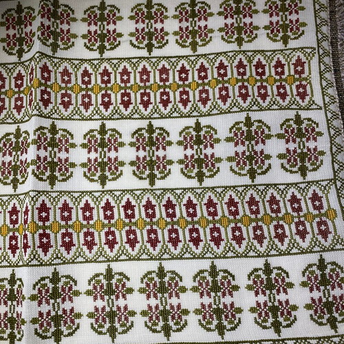 Set of 2 vintage handmade embroidered table runners with fringes