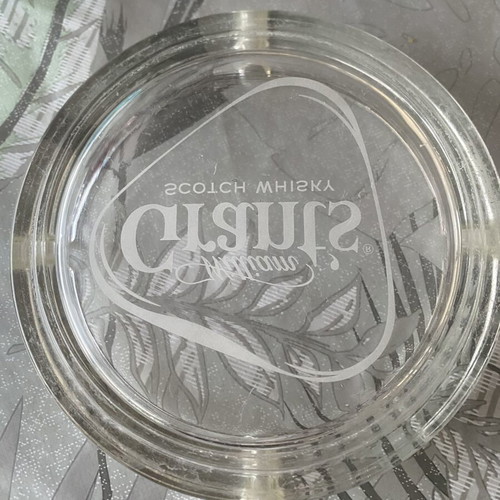 Glass ashtray used with Grant's whisky logo