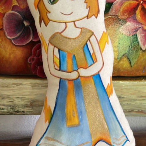 Dias handmade pillow new, painted with acrylics 28cm