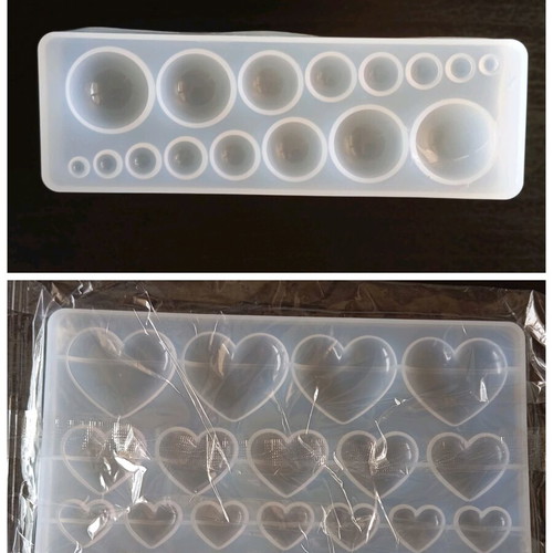 Resin Molds Set of 2 Heart and Round Silicone for Jewelry
