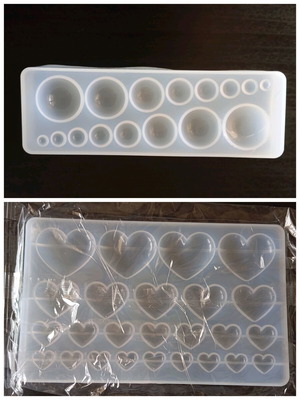 Resin Molds Set of 2 Heart and Round Silicone for Jewelry