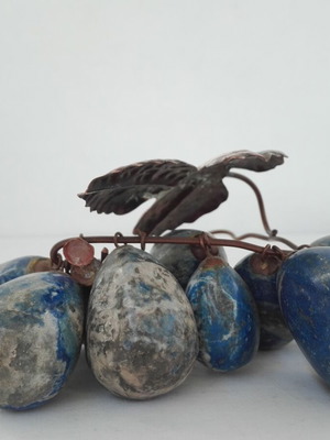 Vintage Lapis Lazuli grape decoration with copper leaves, 1970s, like new