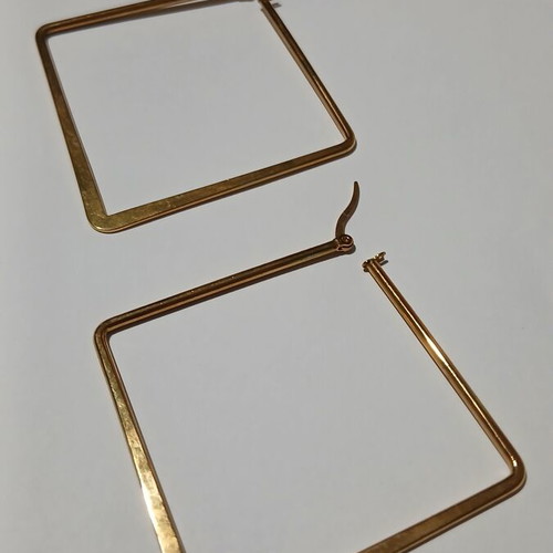 Square Earrings 5cm gold plated stainless steel like new