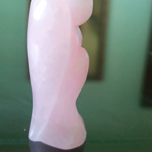 Rose quartz angel hand carved semi-precious stone like new