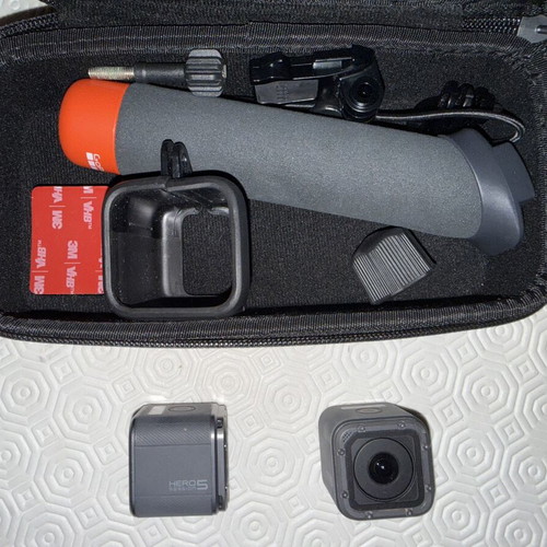GoPro Hero 5 Session cameras set with floating hand grip and accessories