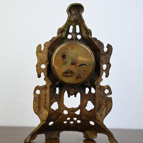 Vintage Baroque Style Table Clock Used, Brass Frame