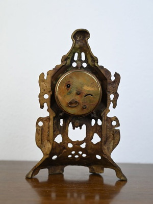 Vintage Baroque Style Table Clock Used, Brass Frame